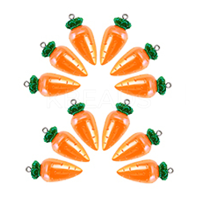 12Pcs Carrot AB Color Resin Pendants RESI-PH0002-47-1