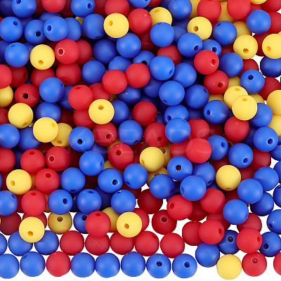 500Pcs Rubberized Style Imitated Silicone Acrylic Beads OACR-SP0001-33E-1