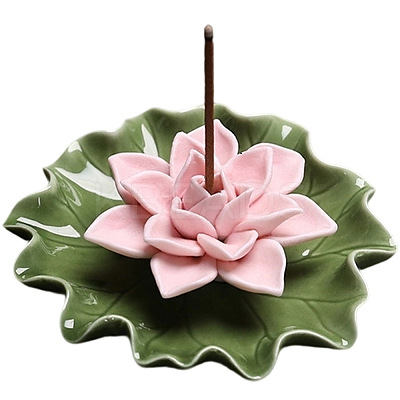 Lotus Leaf & Lotus Flower Porcelain Incense Burners DJEW-CN0001-38C-1