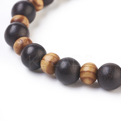 Natural Sandalwood Stretch Bracelets BJEW-JB03828-03-1