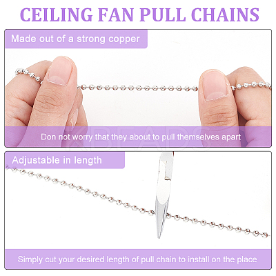 Teardrop Glass Ceiling Fan Pull Chain Extenders AJEW-BC00010-1