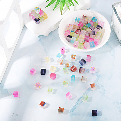 100Pcs 10 Colors Frosted Glass Beads with Golden Glitter Powder DGLA-TA0001-33-1