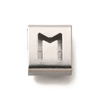 Letter Style 304 Stainless Steel Square Slide Charms STAS-L132-22M-1