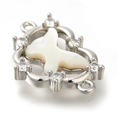 Brass Clear Cubic Zirconia Heart Links KK-K388-83P-1