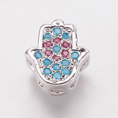 Brass Cubic Zirconia Beads KK-P134-06P-1