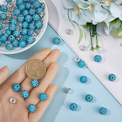 DIY Round Polymer Clay Rhinestone & Rhinestone Rondelle Spacer Beads Jewelry Making Findings Kits DIY-SC0027-50C-1