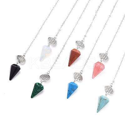 Natural & Synthetic Mixed Stone Hexagonal Pointed Dowsing Pendulums G-A024-D-1