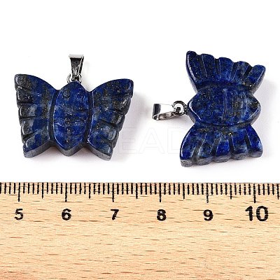 Natural Lapis Lazuli Carved Butterfly Pendants G-N342-01C-1
