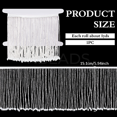 1 Yard Polyester Lace Ribbon with Glass Beads Tassel OCOR-NB0002-13C-1