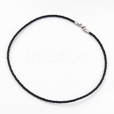 Braided Leather Necklace Making NJEW-JN01551-02-1