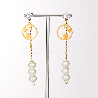 Golden 304 Stainless Steel Dangle Stud Earrings CL0746-3-1