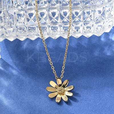 304 Stainless Steel Flower Pendant Necklaces for Women NJEW-A045-16G-1