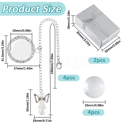 Angel & Flat Round Brass Rhinestone Doctoral Cap Graduation Hanging Pendants HJEW-SP00003-1