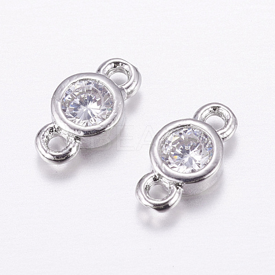 Brass Micro Pave Cubic Zirconia Links X-KK-F714-09P-1