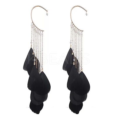 Bohemian Style Alloy Chain with Feather Tassel Cuff Earrings FS-WGB03F7-05-1