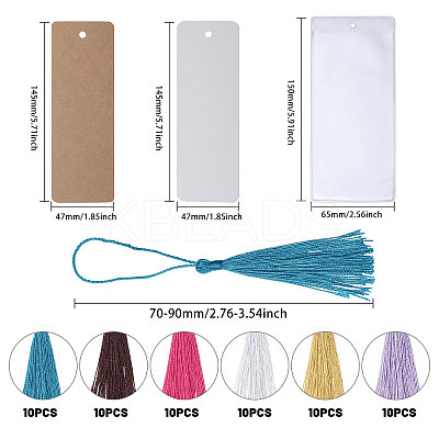 DIY Blank Rectangle ID Name Card Bookmarks with Tassel Making Kit AJEW-GL0002-47-1