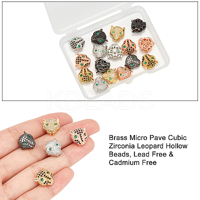 16Pcs 8 Style Brass Micro Pave Cubic Zirconia Beads ZIRC-NB0001-60-1