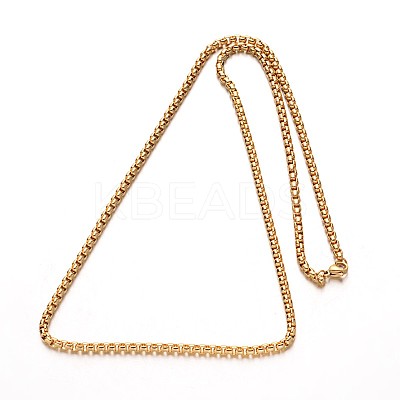 304 Stainless Steel Box Chain Necklaces NJEW-M124-08-1