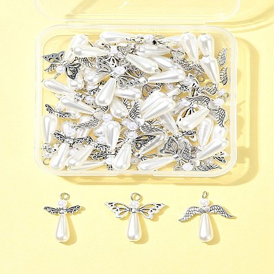 50Pcs 3 Style Angel Plastic Imitation Pearl Pendants PALLOY-FS00026-1