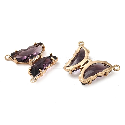 Brass Pave Faceted Glass Connector Charms FIND-Z020-03V-1