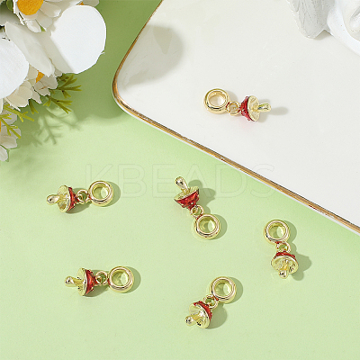 8Pcs Brass Red Enamel Vegetable European Dangle Charms OPDL-BBC0001-03G-02-1