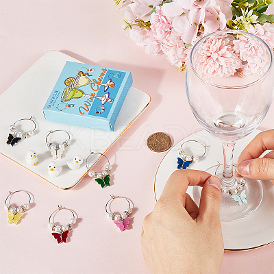 Brass Wine Glass Charms AJEW-SC0002-47-1