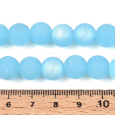 Frosted Imitation Jade Glass Beads Strands GLAA-T032-J10mm-MBB04-1