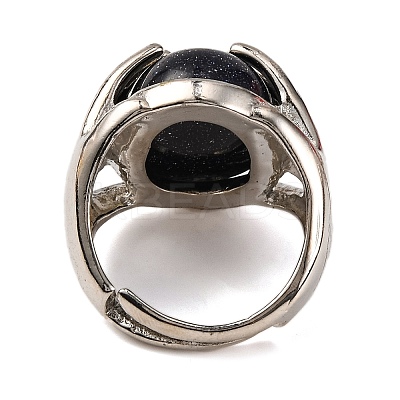 Oval Synthetic Blue Goldstone Finger Ring G-Q184-06H-P-1