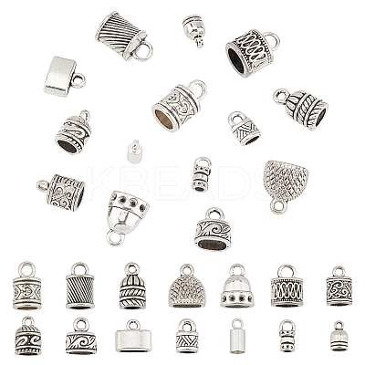 140Pcs 14 Style Alloy Cord End FIND-PH0002-50-1
