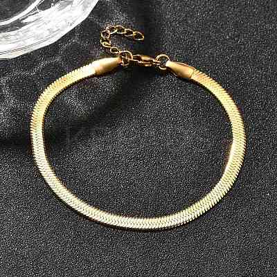 Ion Plating(IP) Unisex 304 Stainless Steel Herringbone Chain Bracelets BJEW-O177-01A-G-1
