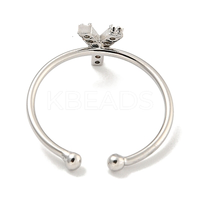 Rack Plating Brass Open Cuff Rings for Women RJEW-F162-02P-Y-1