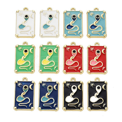 Rack Plating Alloy Enamel Pendants ENAM-T015-003-NR-1