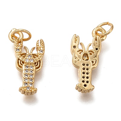 Brass Micro Pave Clear Cubic Zirconia Pendants ZIRC-B002-49-1