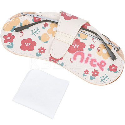 1Pc Flower Printed PU Leather Portable Slim Sunglasses Pouch AJEW-CN0003-25B-1