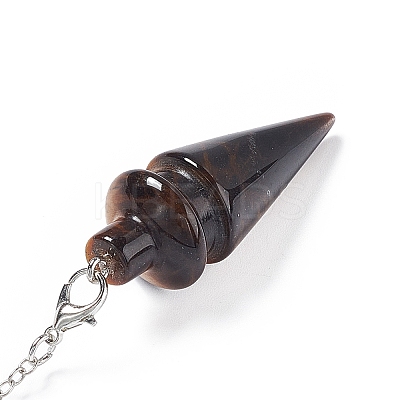 Natural Tiger Eye Pointed Dowsing Pendulums AJEW-B020-01P-01-1