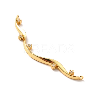 Rack Plating Brass Clear Cubic Zirconia Connector Charms KK-M230-21G-1