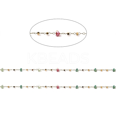 Colorful Faceted Triangle Glass & Cube Beaded Link Chains CHS-G028-17G-1