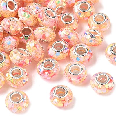 Transparent Resin Rondelle European Beads RESI-S023-13-1