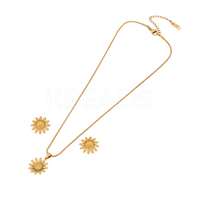 304 Stainless Steel Pendant Necklaces & Stud Earrings Sets FS-WGB7A35-03-1