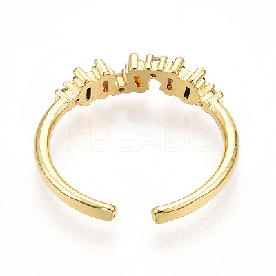 Brass Micro Pave Cubic Zirconia Cuff Rings for Women LS-KK-T070-110-1
