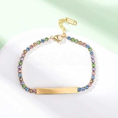 304 Stainless Steel Rhinestone Cup Chain Bracelets BJEW-G753-02G-01-1
