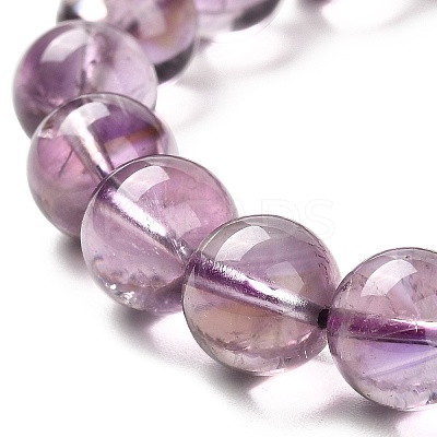 Natural Amethyst Round Beaded Stretch Bracelet BJEW-B071-01C-1