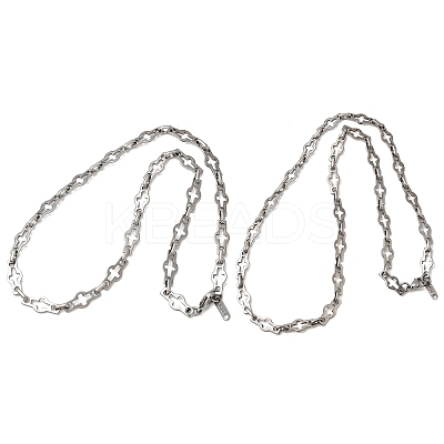 2Pcs 2 Styles 304 Stainless Steel Cross Link Chain Necklaces Set for Couple NJEW-JN05432-1