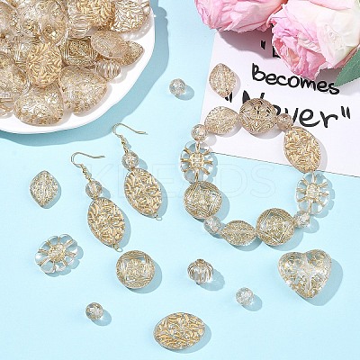 70Pcs 7 Styles Plating Acrylic Beads PACR-YW0001-60-1