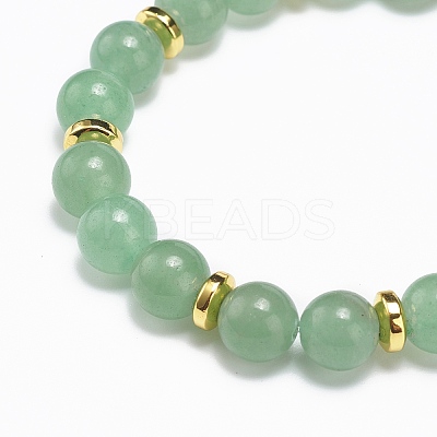 Natural Green Aventurine Rectangle Beaded Stretch Bracelet BJEW-JB08982-01-1