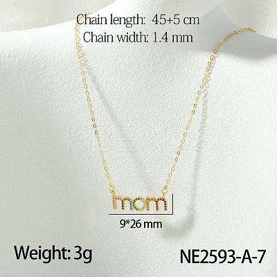 Mother's Day Brass Micro Pave Colorful Cubic Zirconia Pendant Necklaces FS-WG67A5B-07-1
