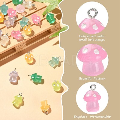 45Pcs 9 Colors Luminous Translucent Resin Pendants RESI-CJ0003-23-1