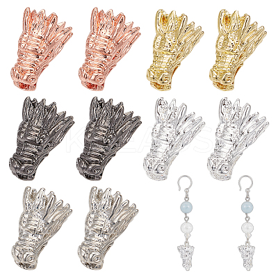 10Pcs 5 Colors Dragon Head Alloy Beads FIND-OC0003-29-1