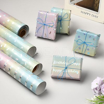 Rainbow Gradient Birthday Gift Wrapping Paper DIY-FZC0002-03A-1