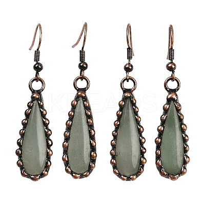 Brass Natural Mixed Stone Teardrop Dangle Earrings G-B149-15R-1